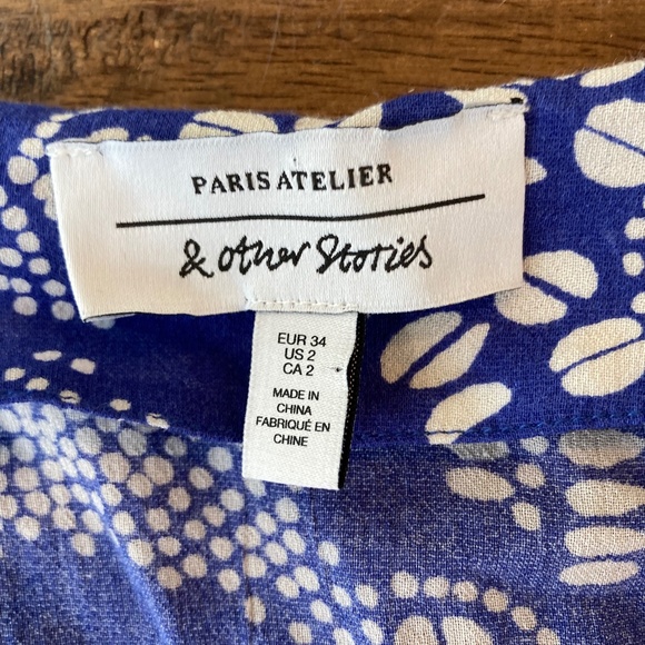 & OTHER STORIES Cotton Blend Coffee Bean Maxi Dress Size 2 Blue Spring - Picture 4 of 13